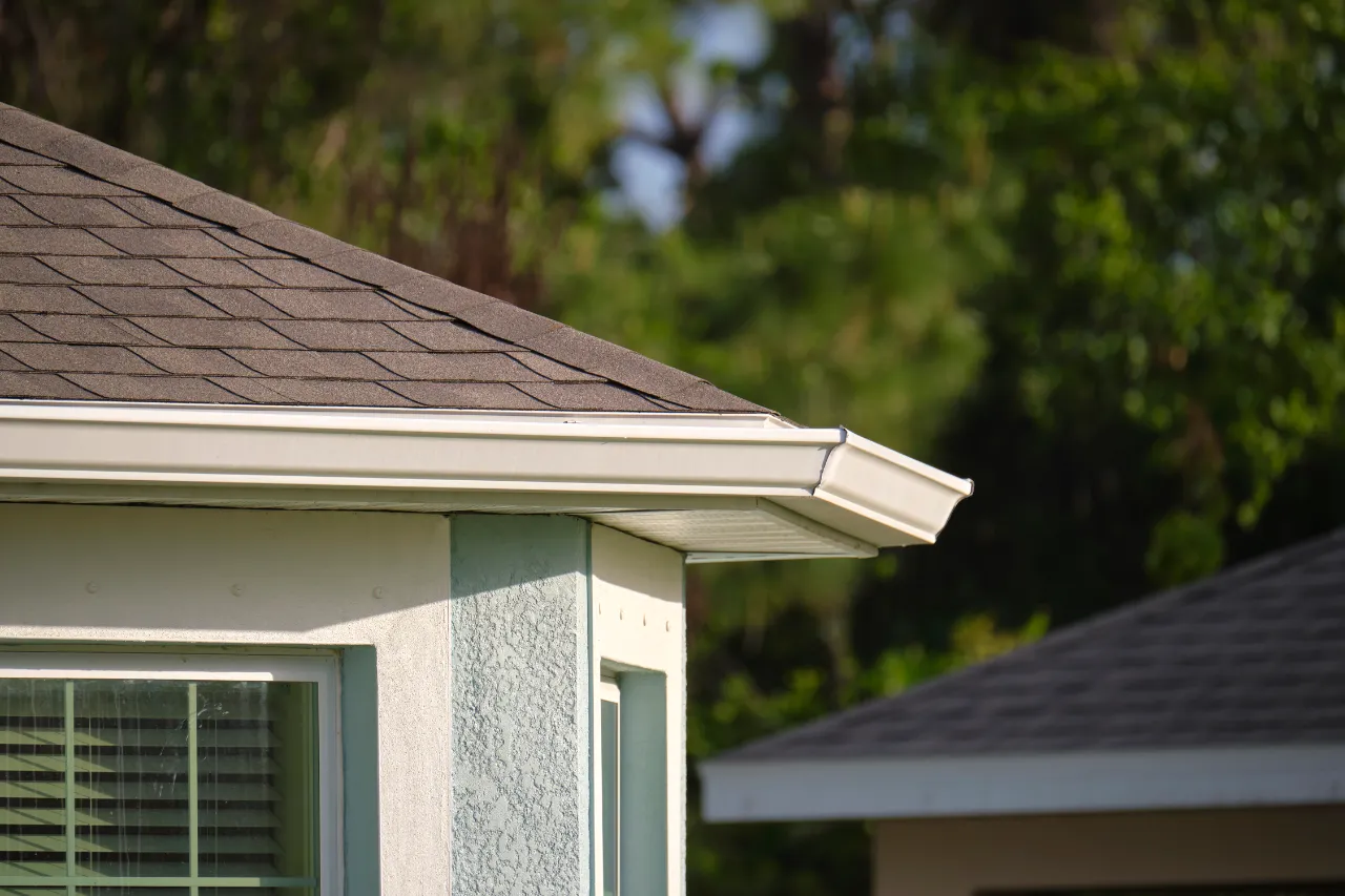 New seamless gutters and downspouts on a Connecticut home