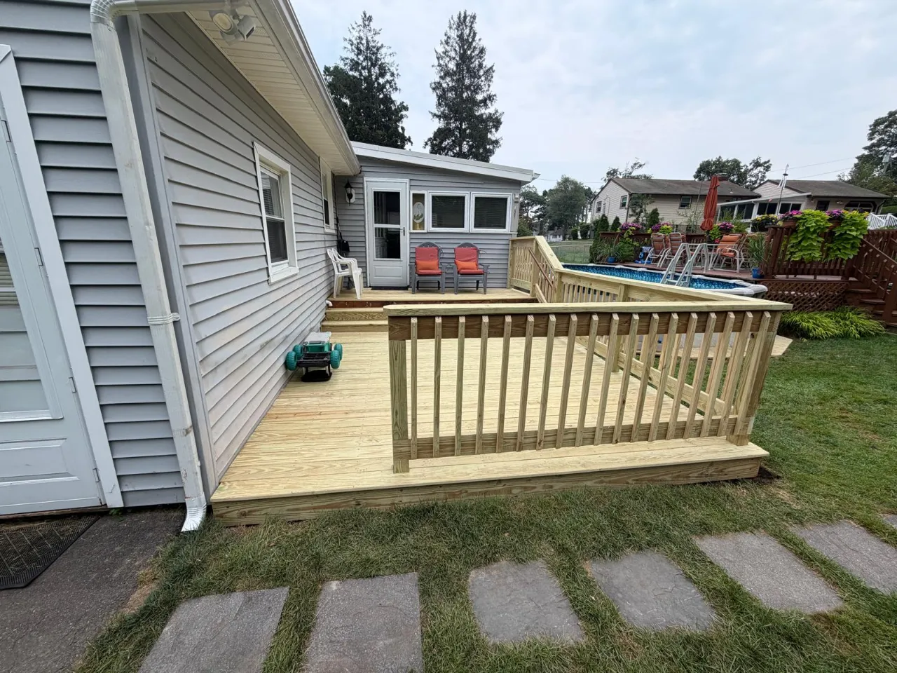 Deck installation on a Connecticut home